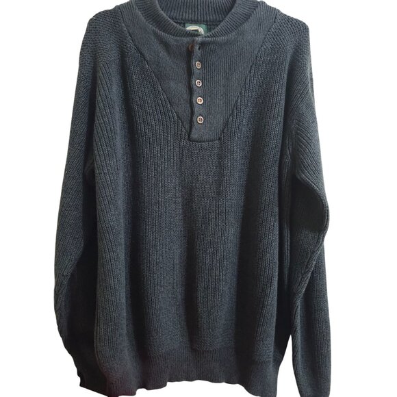 Cabelas Outdoor Gear Mens Sweater Large Tall Gray Green Long-Sleeve Brown Button - Picture 4 of 6